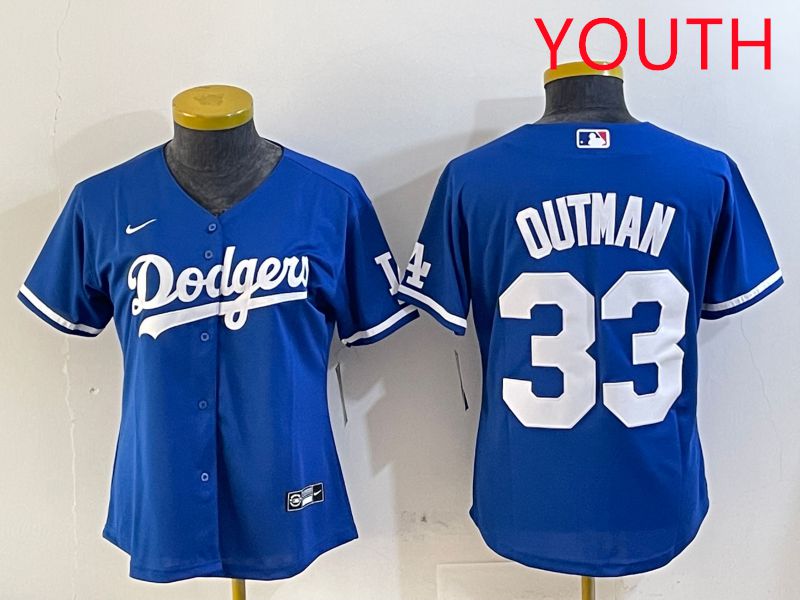 Youth Los Angeles Dodgers 33 Outman Blue Game 2025 Nike MLB Jersey style 1
